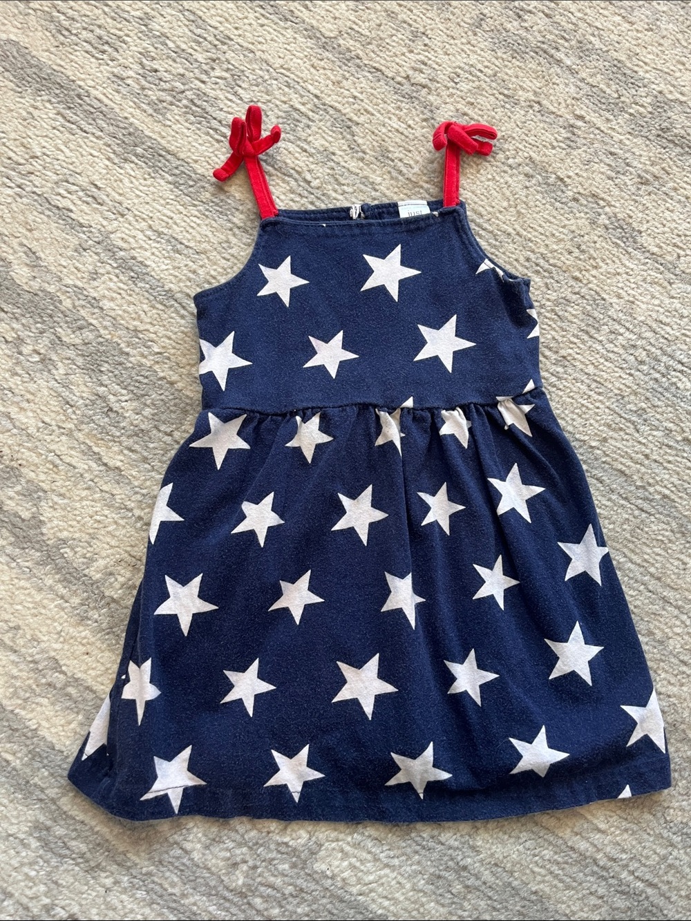 Carter's Navy Star Print Dress with Red Tie Straps